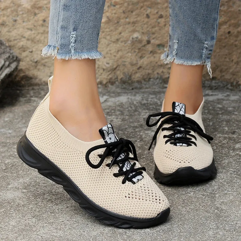 AMOZAE- - Breathable Knitting Flats Lightweight Slip-On Sneakers