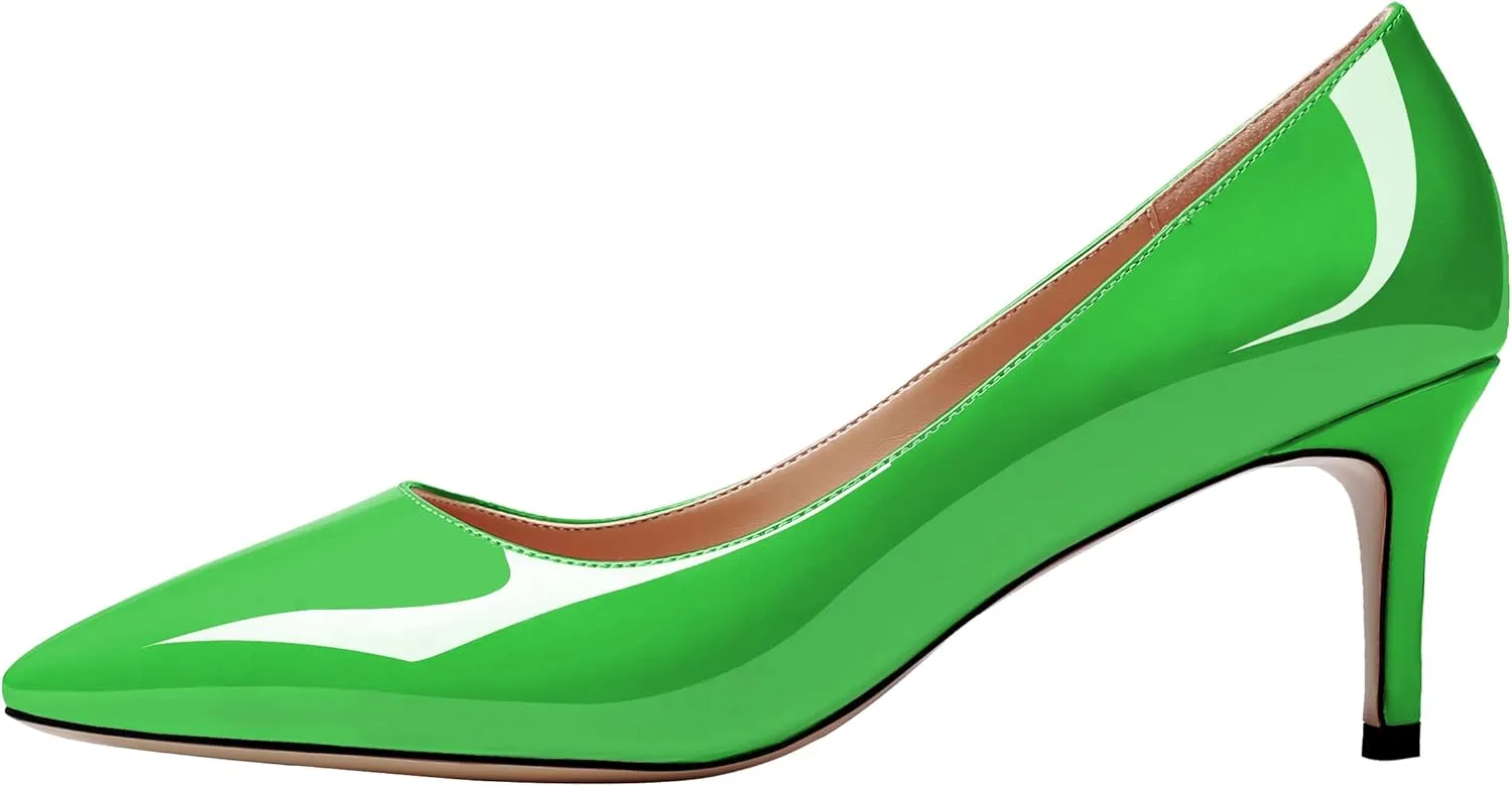 AUMOTED Women Kitten Heels Pumps Stiletto Slip On Pointed Toe 2.5 Inch Classic Court Shoes