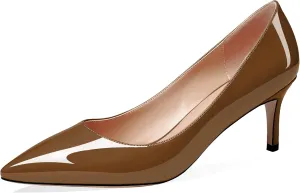 AUMOTED Women Kitten Heels Pumps Stiletto Slip On Pointed Toe 2.5 Inch Classic Court Shoes