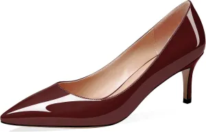 AUMOTED Women Kitten Heels Pumps Stiletto Slip On Pointed Toe 2.5 Inch Classic Court Shoes