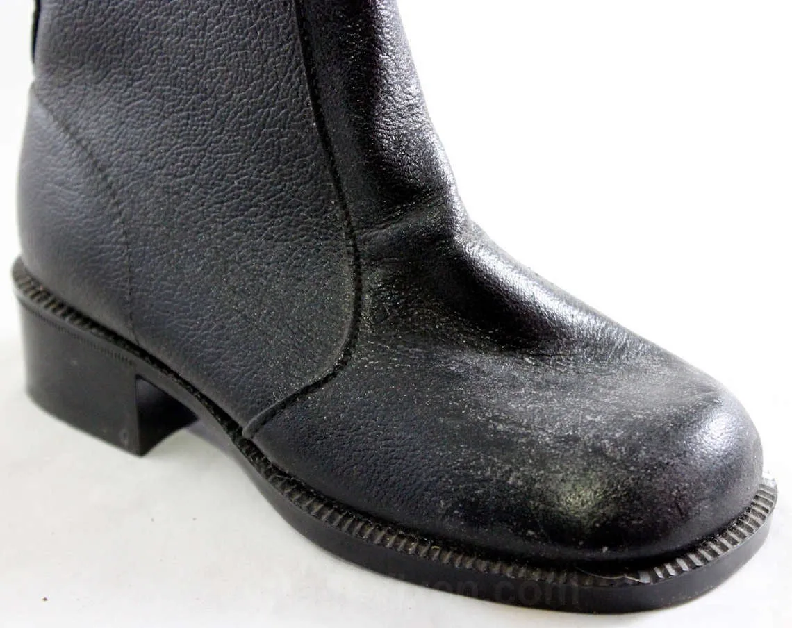 Boys Black Boots - Child Size 8.5 - Authentic 1950s 1960s Boy's Black Leather Boots - 60's Shoes - Little Gent - 8 1/2 D - NOS Deadstock