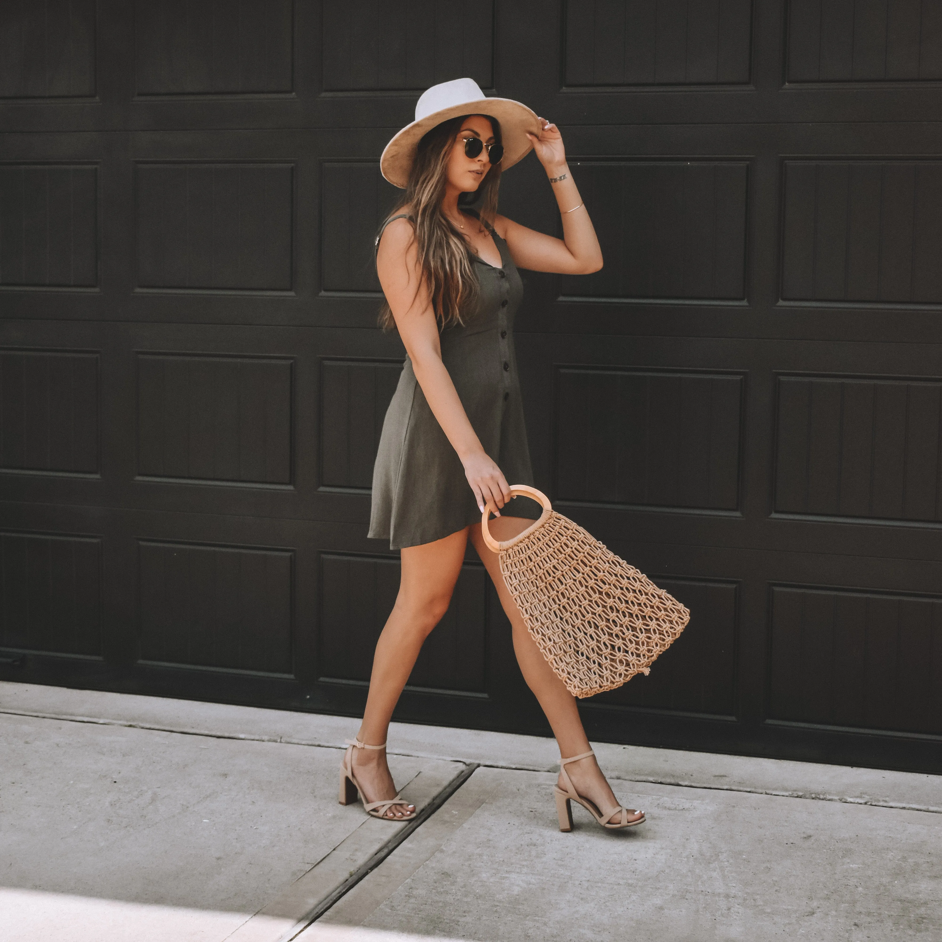 California Cool Button Down Mini Dress- Olive