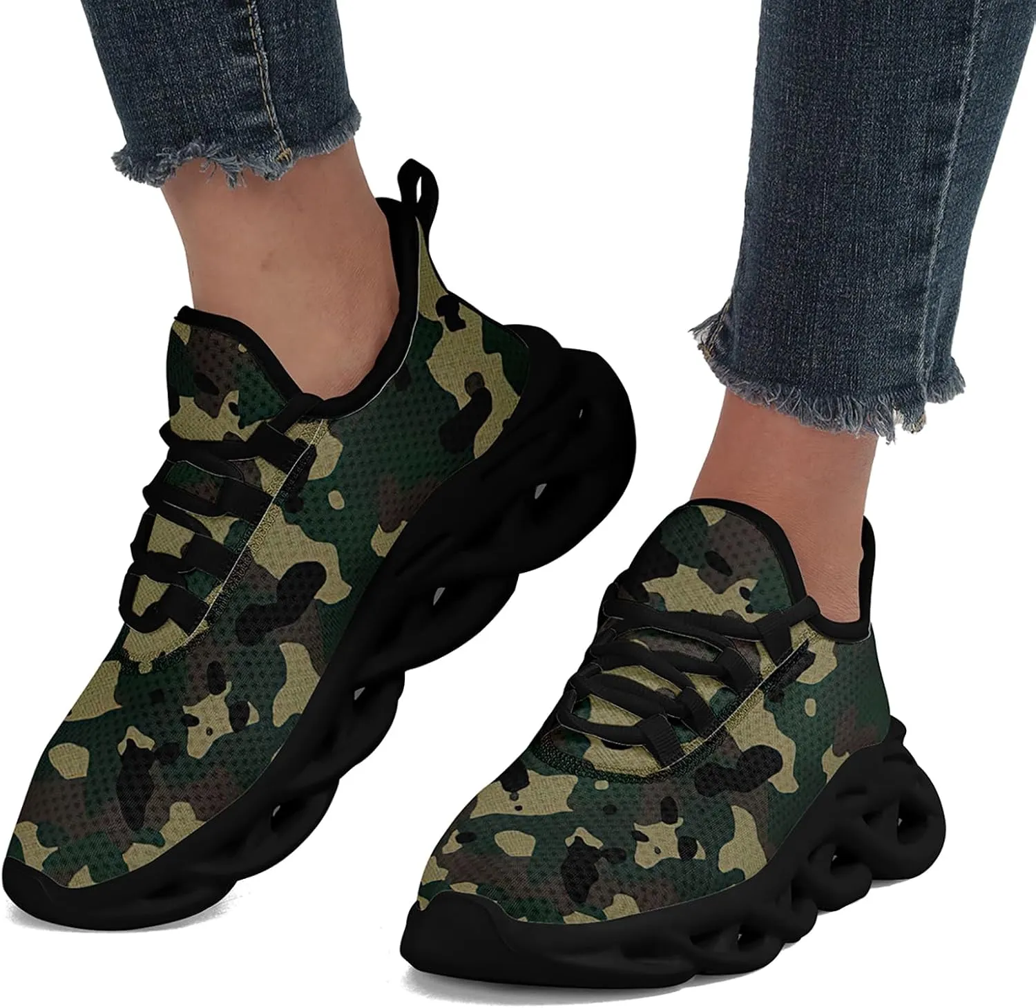 Camouflage Running Shoes for Men & Women Lightweight Breathable Sports Sneakers with Cushioned EVA Sole Trail, Jogging,Gym
