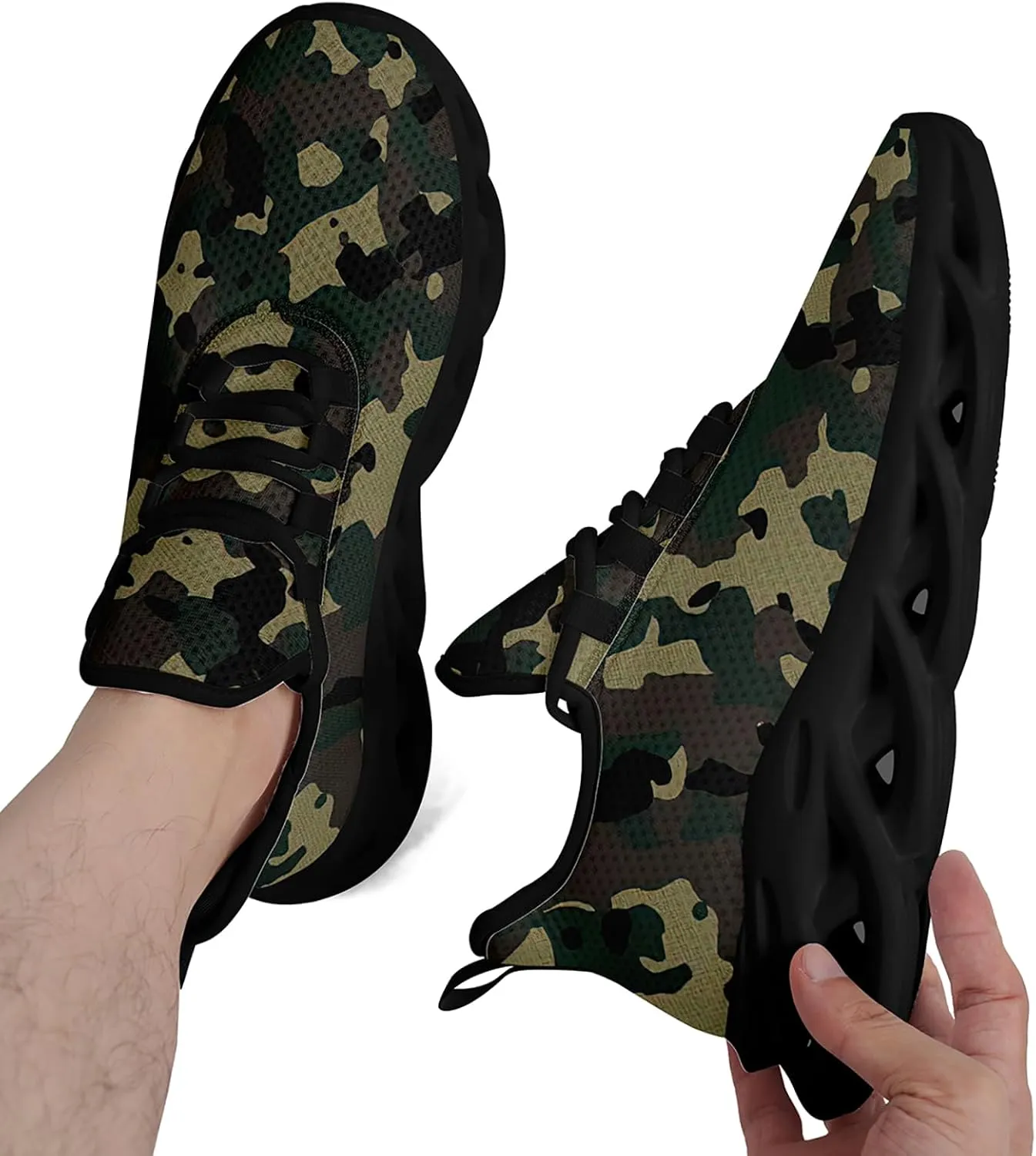 Camouflage Running Shoes for Men & Women Lightweight Breathable Sports Sneakers with Cushioned EVA Sole Trail, Jogging,Gym