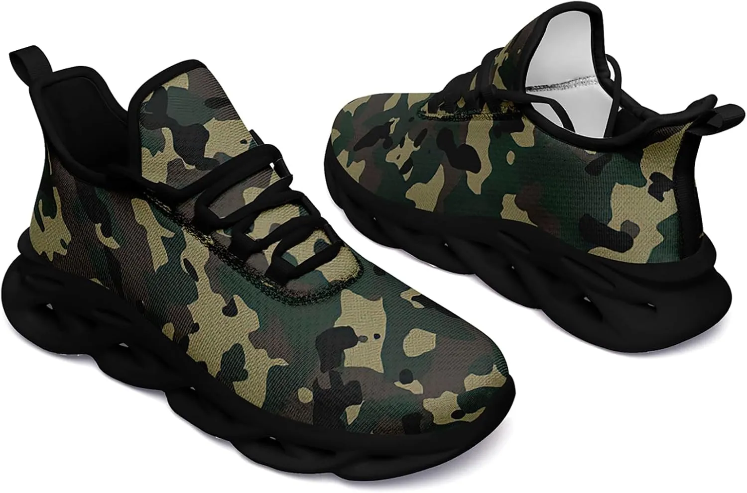 Camouflage Running Shoes for Men & Women Lightweight Breathable Sports Sneakers with Cushioned EVA Sole Trail, Jogging,Gym