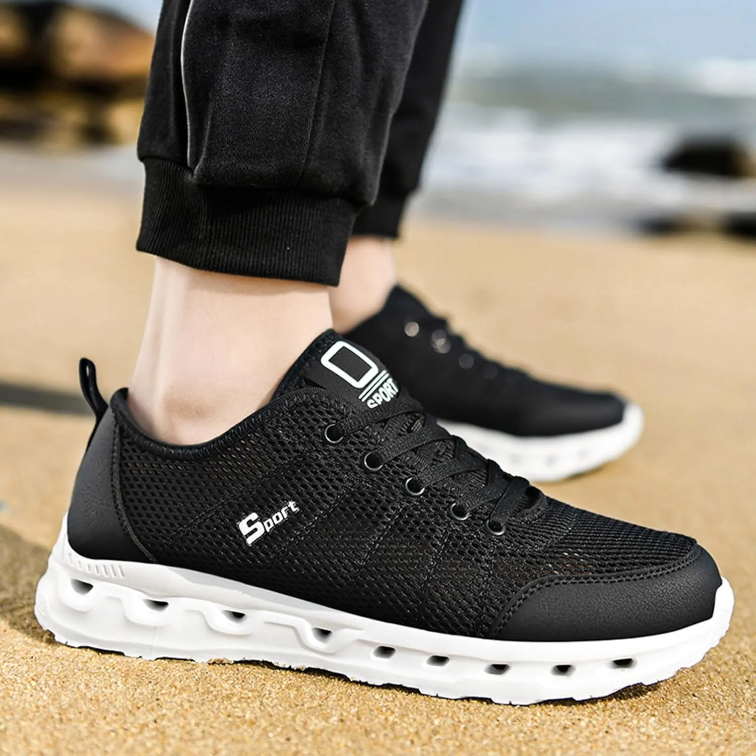 Casual Shoes Lace up Men Sneakers New Pattern Mesh in Breathable Comfortable Fashionable Simple Large Casual Sports