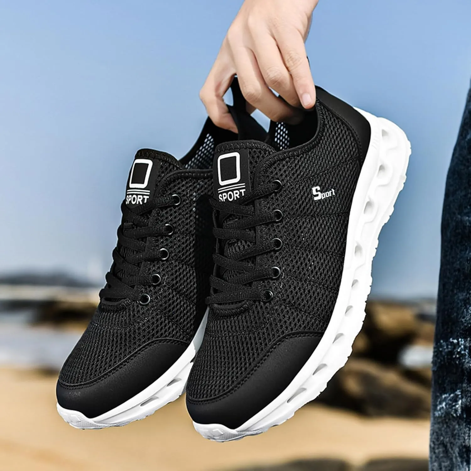 Casual Shoes Lace up Men Sneakers New Pattern Mesh in Breathable Comfortable Fashionable Simple Large Casual Sports