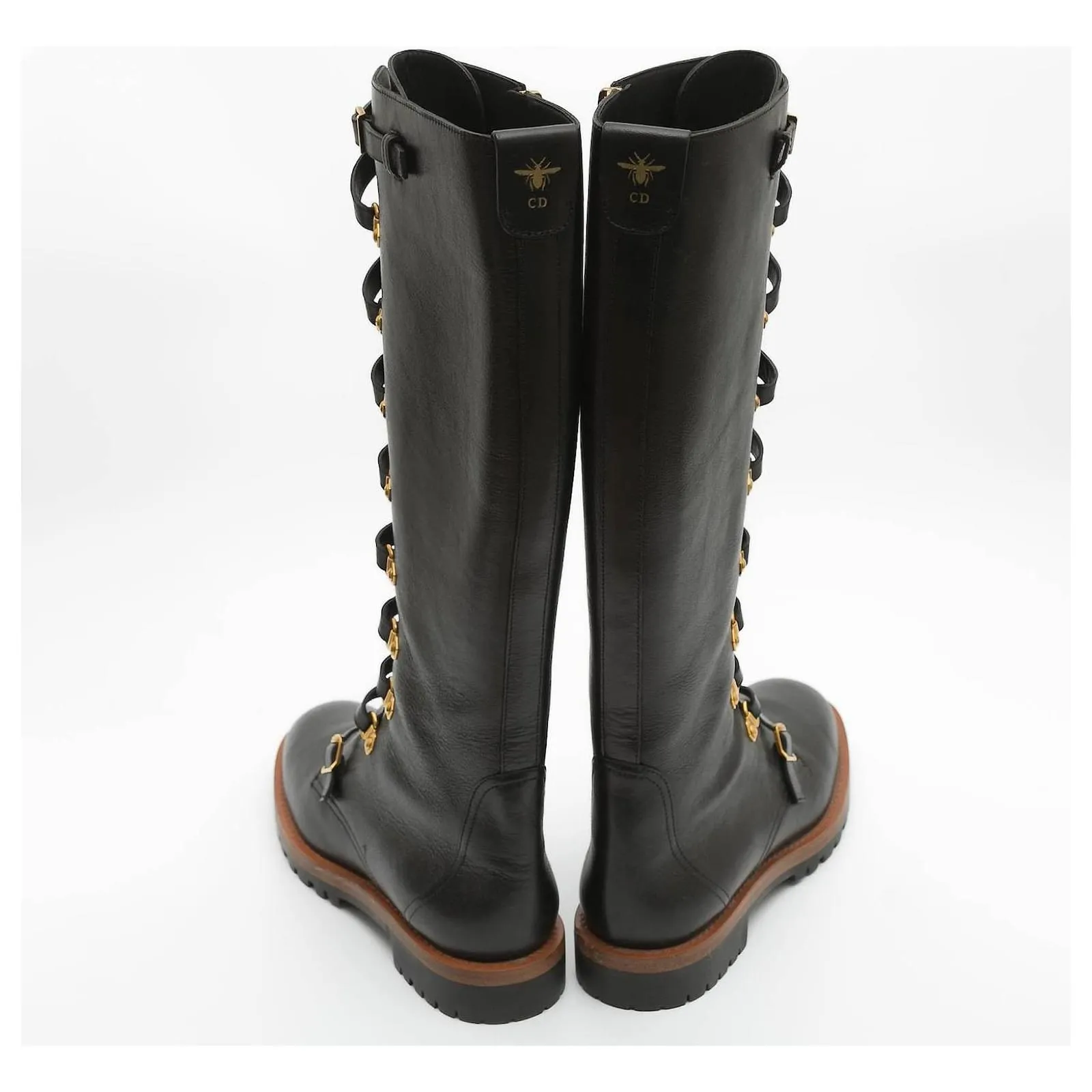 CHRISTIAN DIOR KNEE HIGH LEATHER COMBAT BOOTS