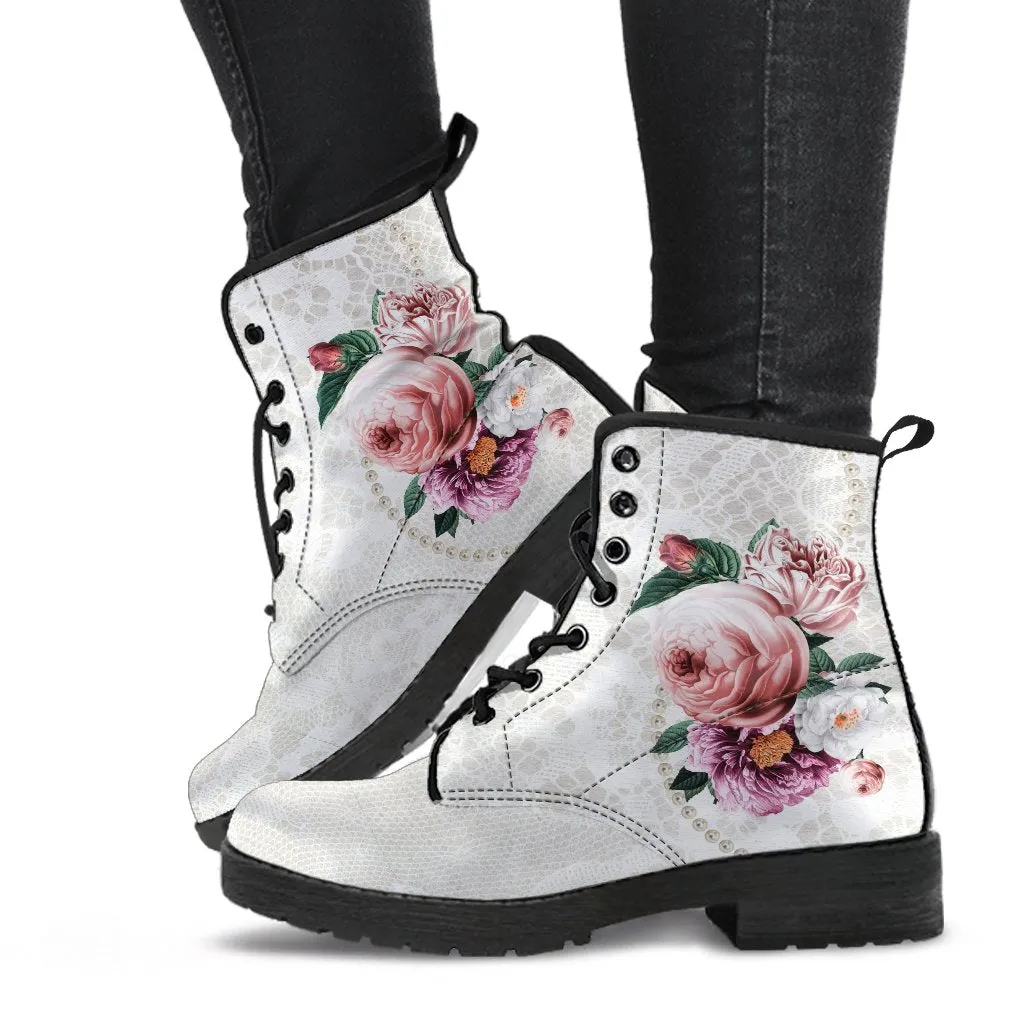 Combat Boots - Beautiful Flowers #15 | Custom Shoes, Women's Boots, Aesthetic Shoes, Boho Shoes, Vintage Style Shoes, Sorority Shoes