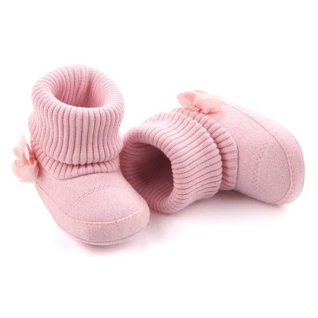 Cute Autumn Winter Children Baby Newborn Warm Flower Boots