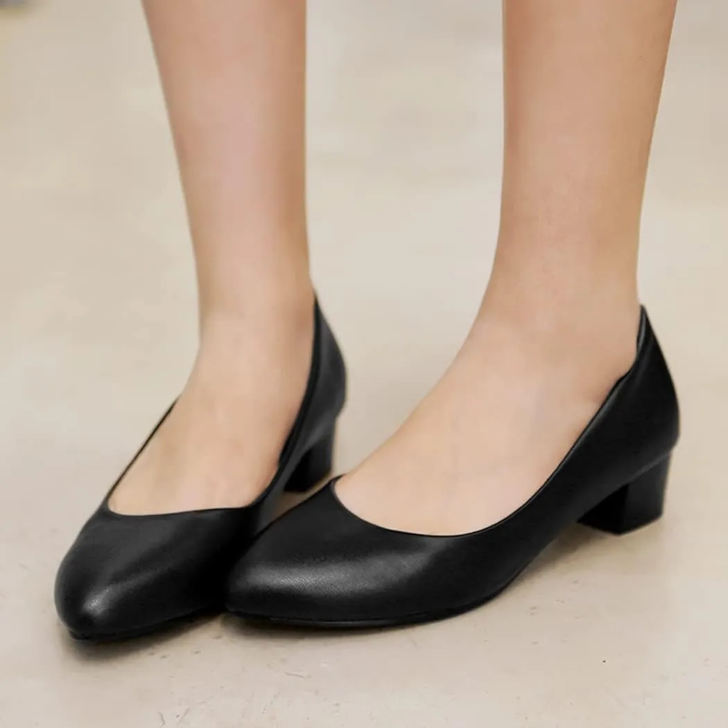 DEERBUNNY Women's Classic Block Heels Pumps Round Toe Slip On Low High Heel Work Office Shoes Formal Occasions Evening Party Dress Pump