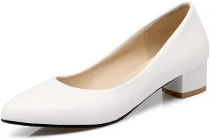 DEERBUNNY Women's Classic Block Heels Pumps Round Toe Slip On Low High Heel Work Office Shoes Formal Occasions Evening Party Dress Pump