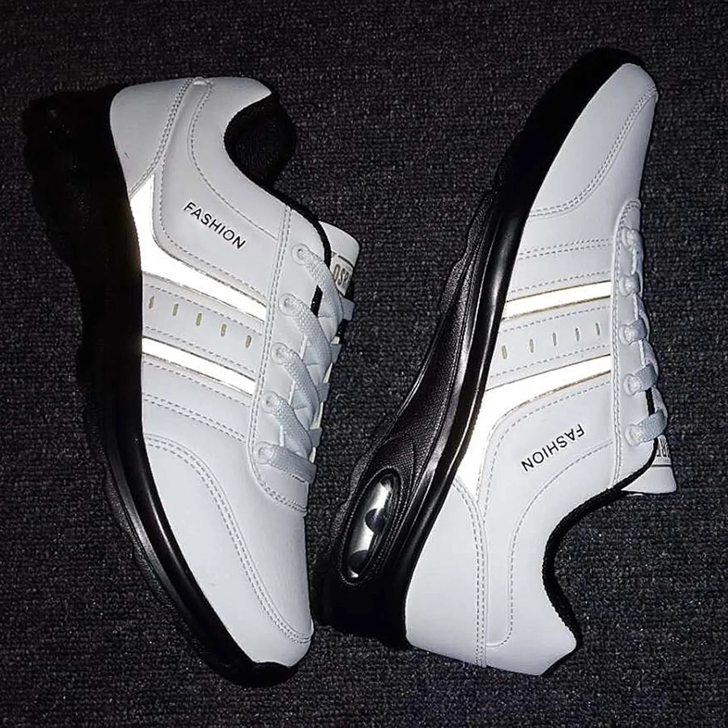Fashion Sneakers Shoes Men Casual Simple Leather Night Reflective Travel Running Plus Size Sneakers Casual Shoes