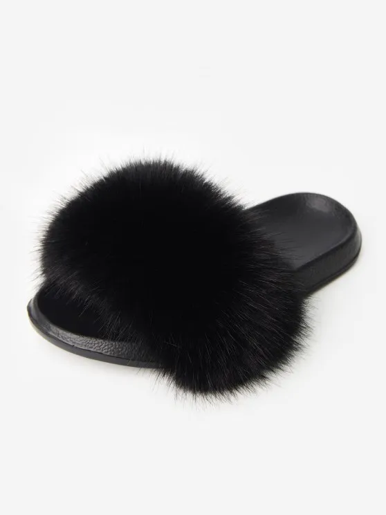 Fluffy Faux Fuzzy Fur Comfortable Slippers Slides