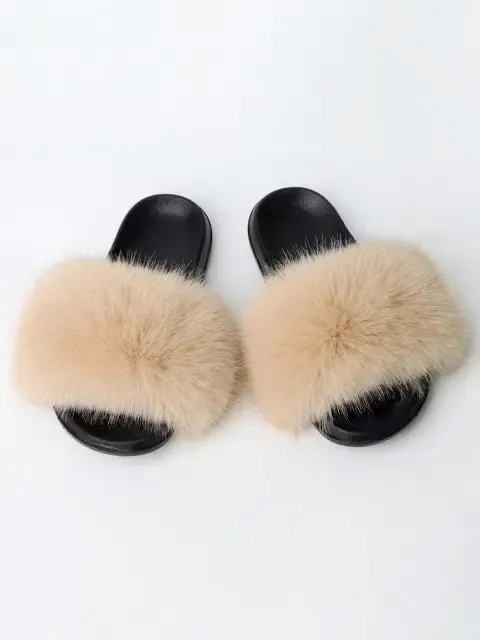 Fluffy Faux Fuzzy Fur Comfortable Slippers Slides