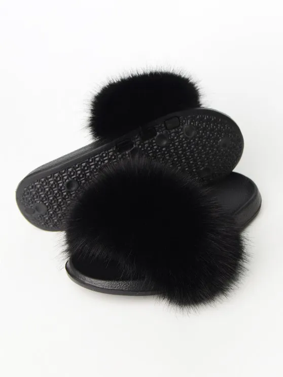 Fluffy Faux Fuzzy Fur Comfortable Slippers Slides