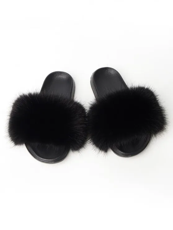 Fluffy Faux Fuzzy Fur Comfortable Slippers Slides