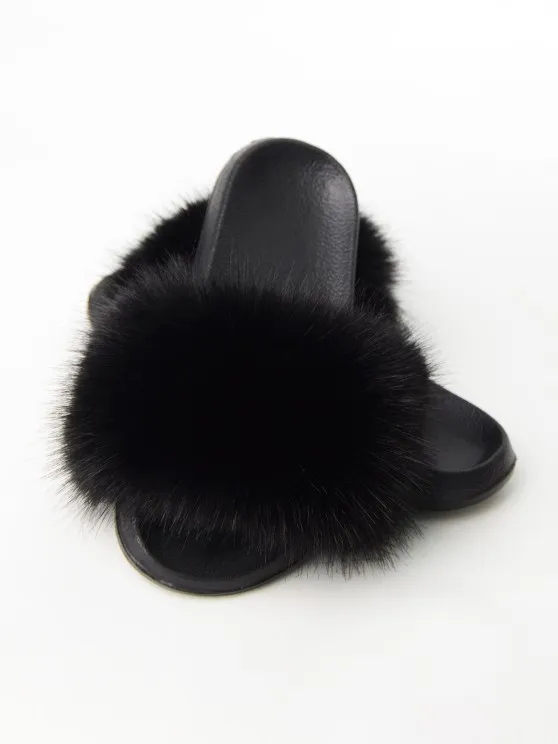 Fluffy Faux Fuzzy Fur Comfortable Slippers Slides