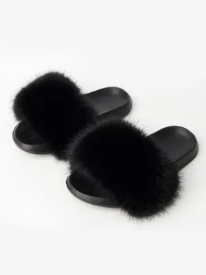 Fluffy Faux Fuzzy Fur Comfortable Slippers Slides