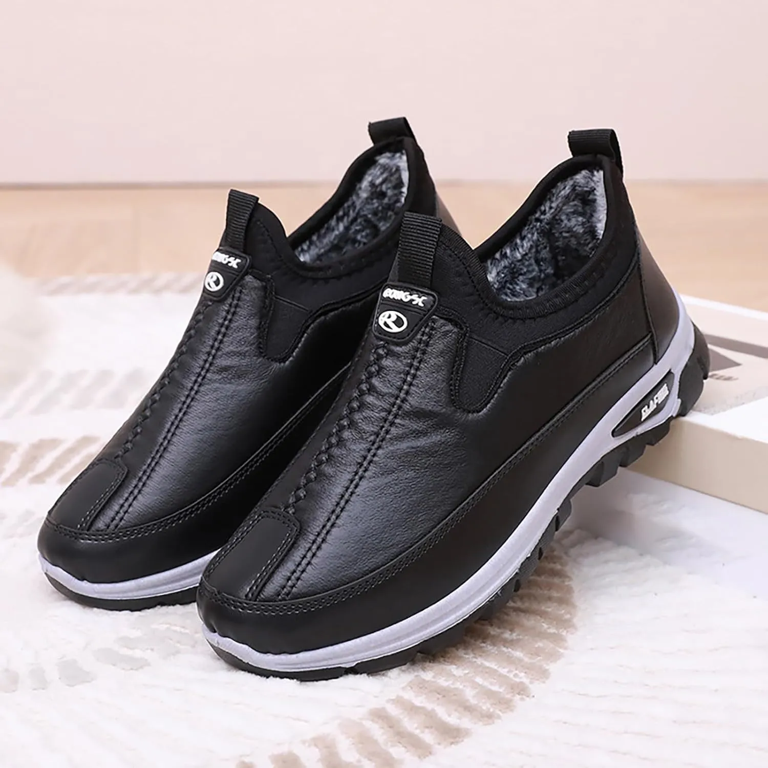 Hiking Boots for Women Winter Women's Shoes Leather Waterproof Warm Middle Elderly Ankle Boots Snow Boots