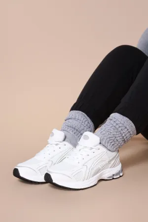 Hit The Streets Lace Up Sneakers - White/Silver