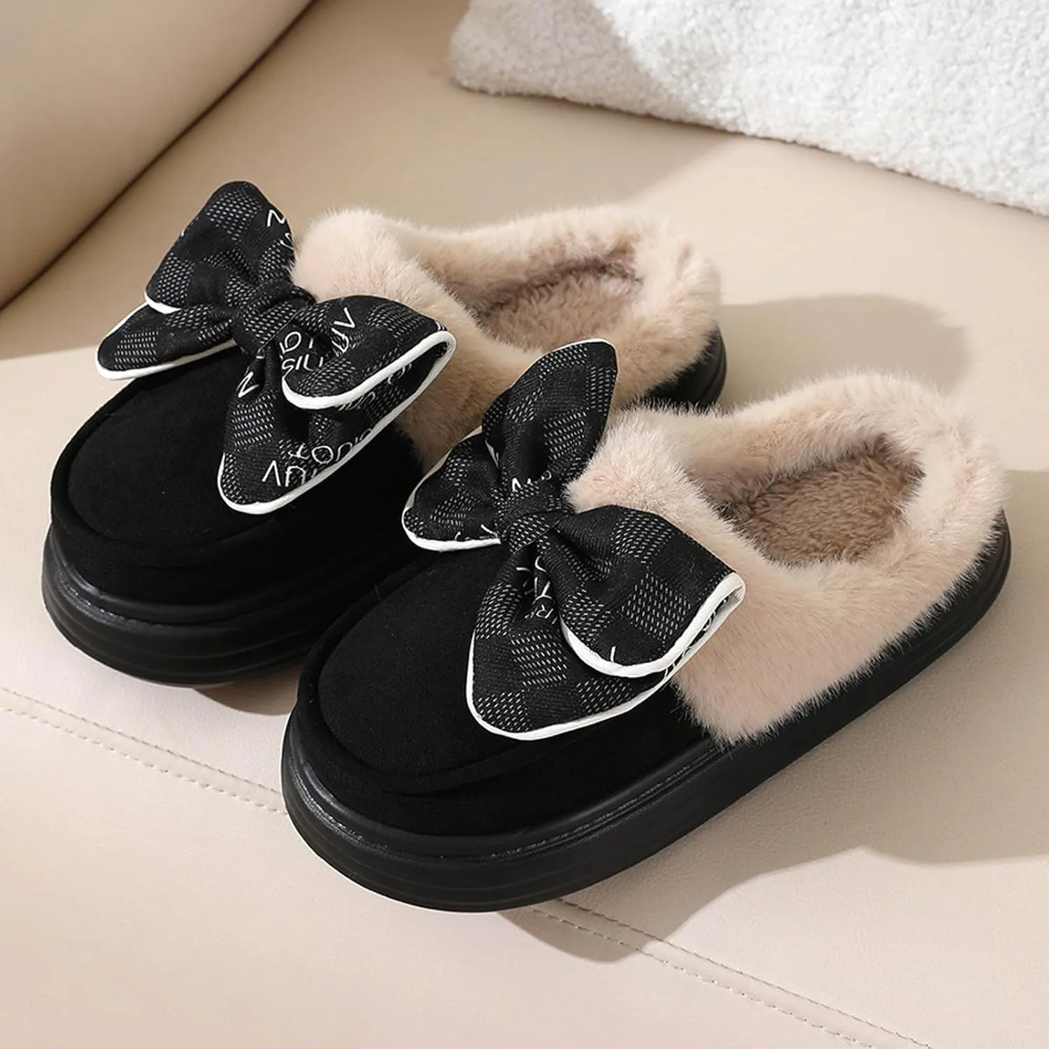 House Slippers for Woman Memory Foam Arch Support Fuzzy Slippers Slip On Bedroom Slippers Winter Warm Slippers Indoor