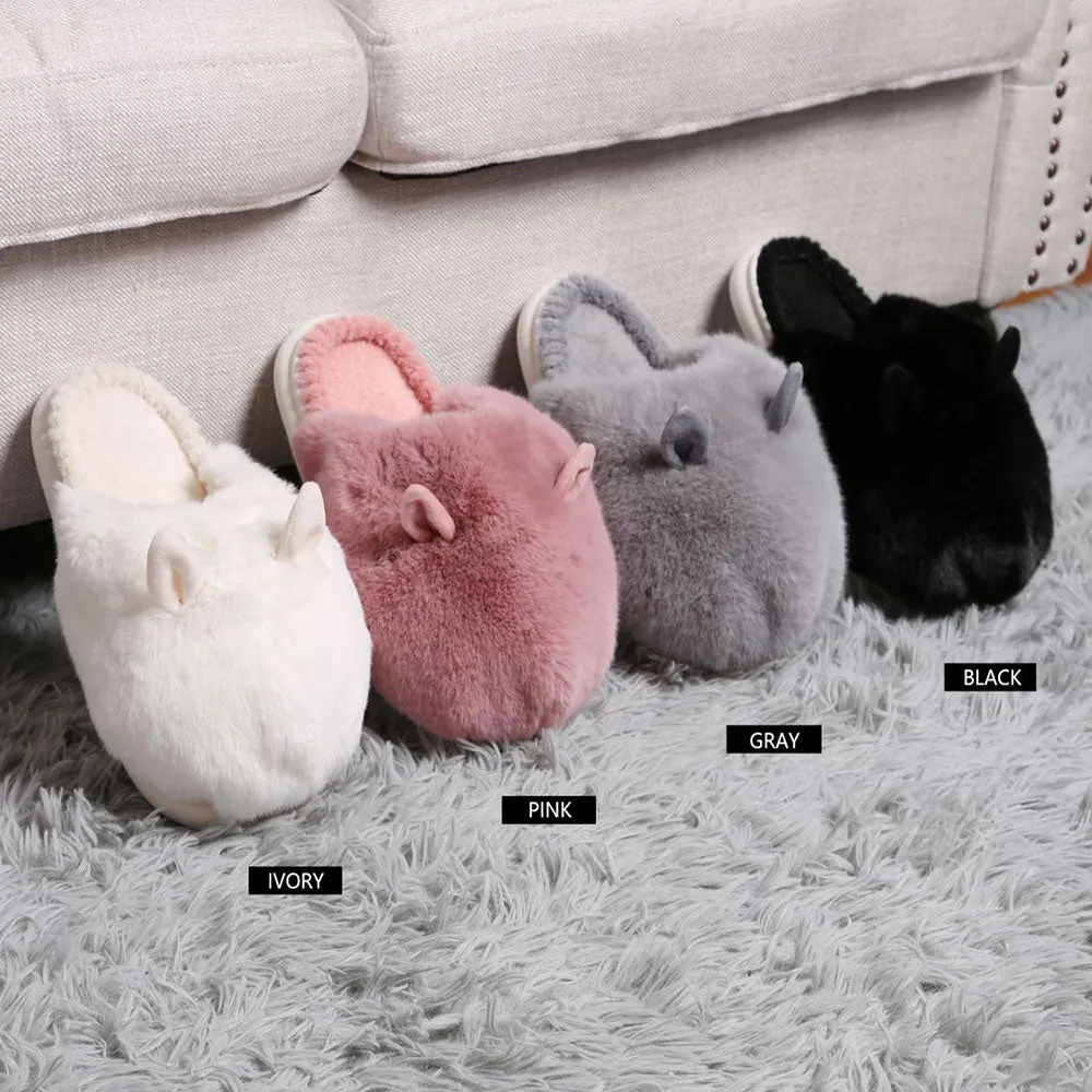iLLASPARKZ Fuzzy Faux Fur Bunny Soft Home Indoor Floor Slippers