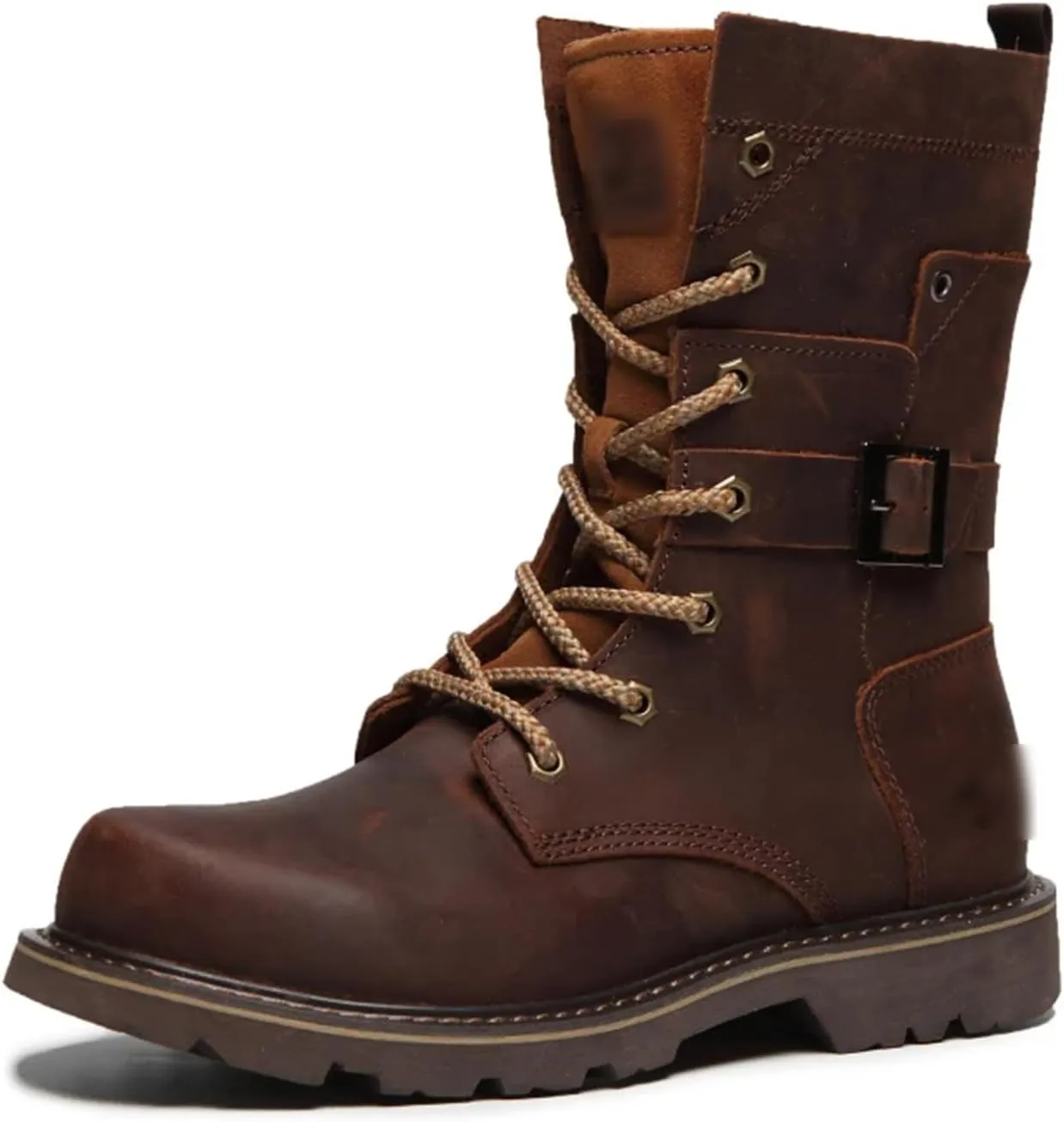 Kelsiop Leather Hiking Shoes Men's Waterproof Hunting Boots Tactical Desert Snow Boots Hiking Sneakers