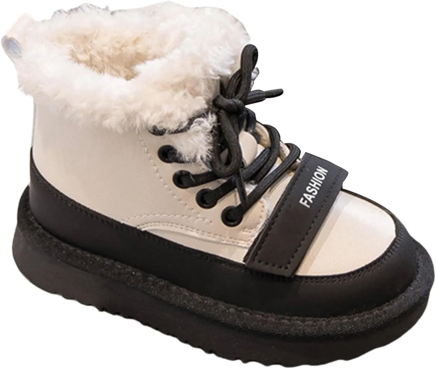 Kids Girls Fleece Winter Ankle Boots Lace-up Cute Soft Rubber Bottom Vintage Plush Warm Comfortable Snow Shoes