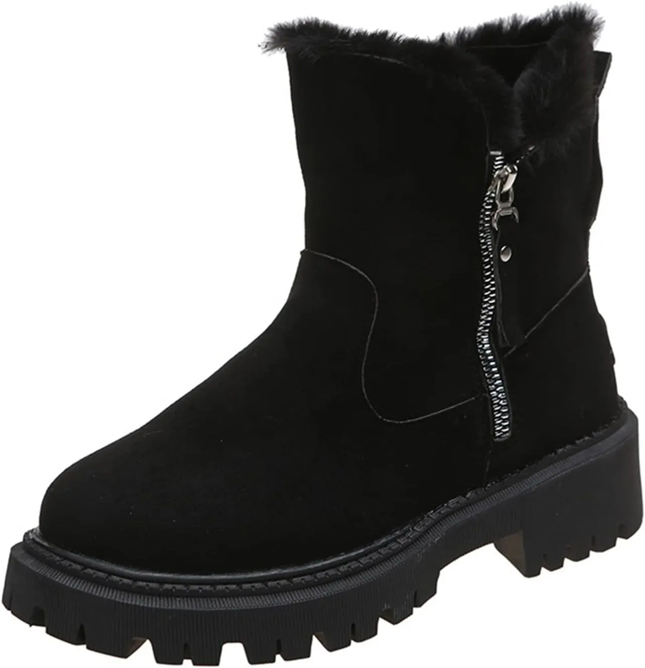 Ladmiple Winter Boots For Women With Fur Lined Snow Boots Slip on Comfortable Lightweight Cold Weather Warm Ankle Booties
