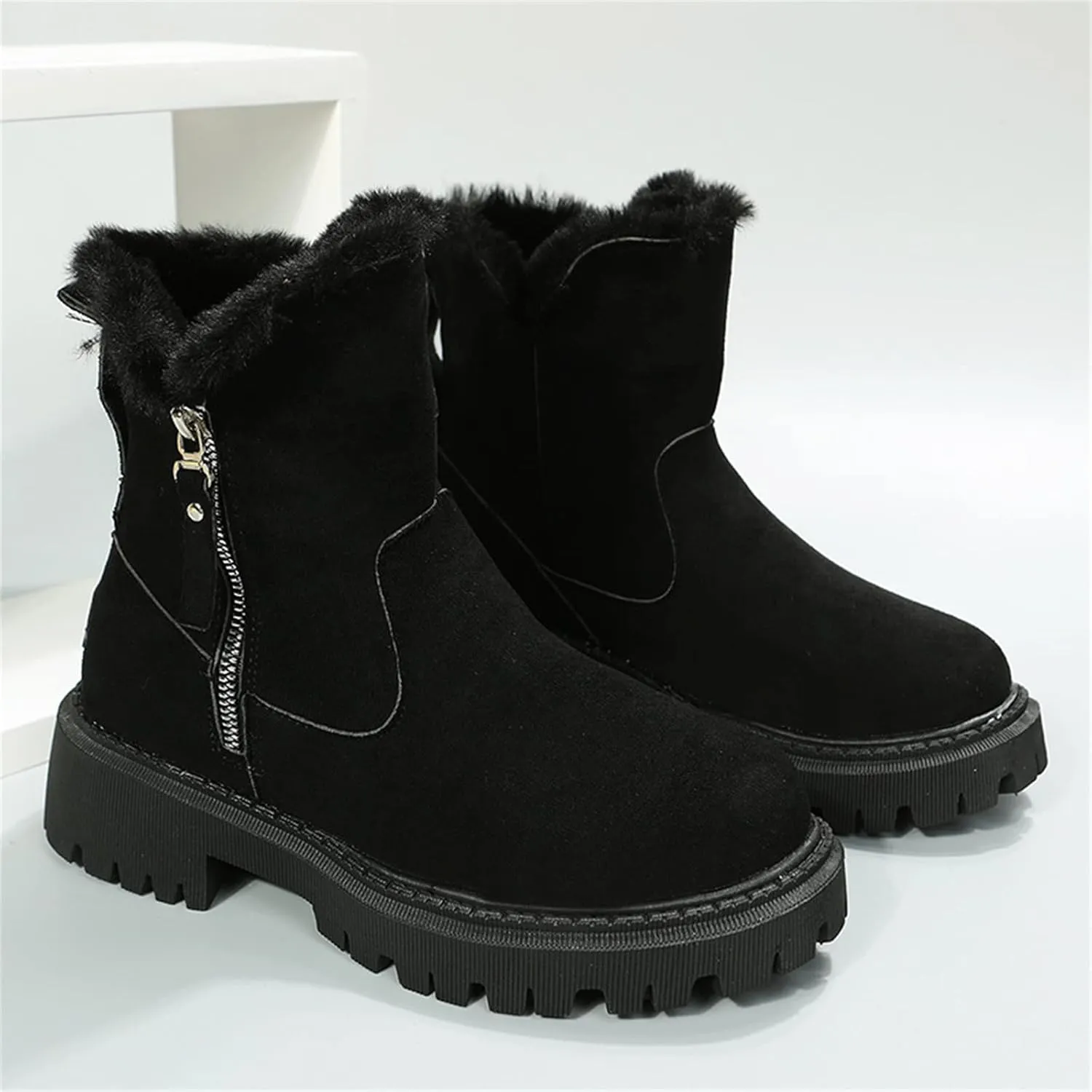 Ladmiple Winter Boots For Women With Fur Lined Snow Boots Slip on Comfortable Lightweight Cold Weather Warm Ankle Booties