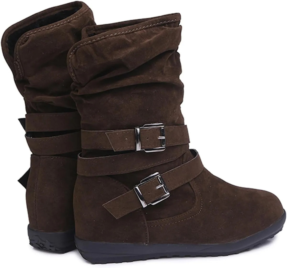 Ladmiple Winter Boots For Women With Fur Lined Snow Boots Warm Anti-Slip Outdoor Slip On Ankle Booties Comfortable Shoes