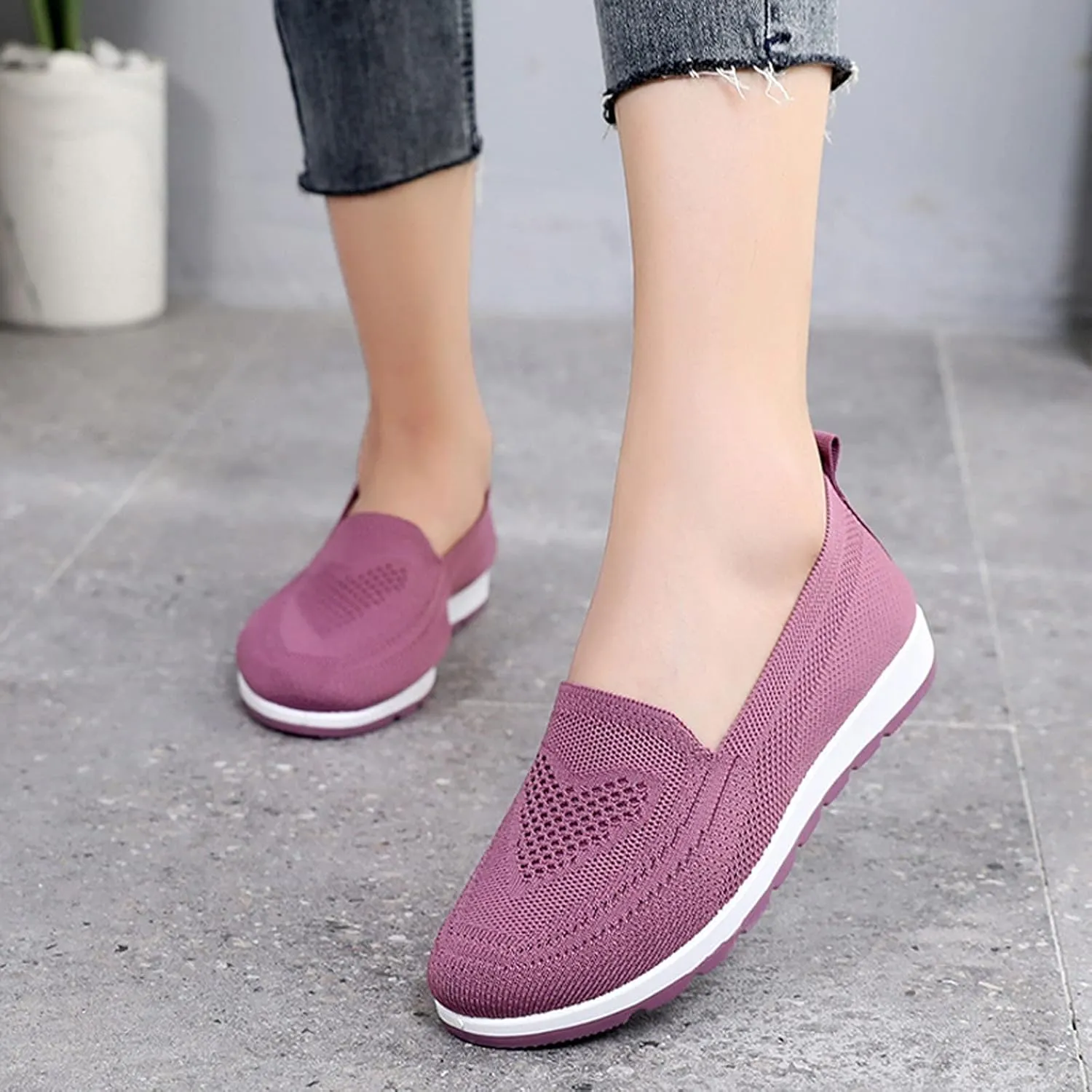 Loafers for Women Comfort Slip On Walking Shoes Knit Dressy Comfortable Business Work Flats Wide Width Casual Sneaker