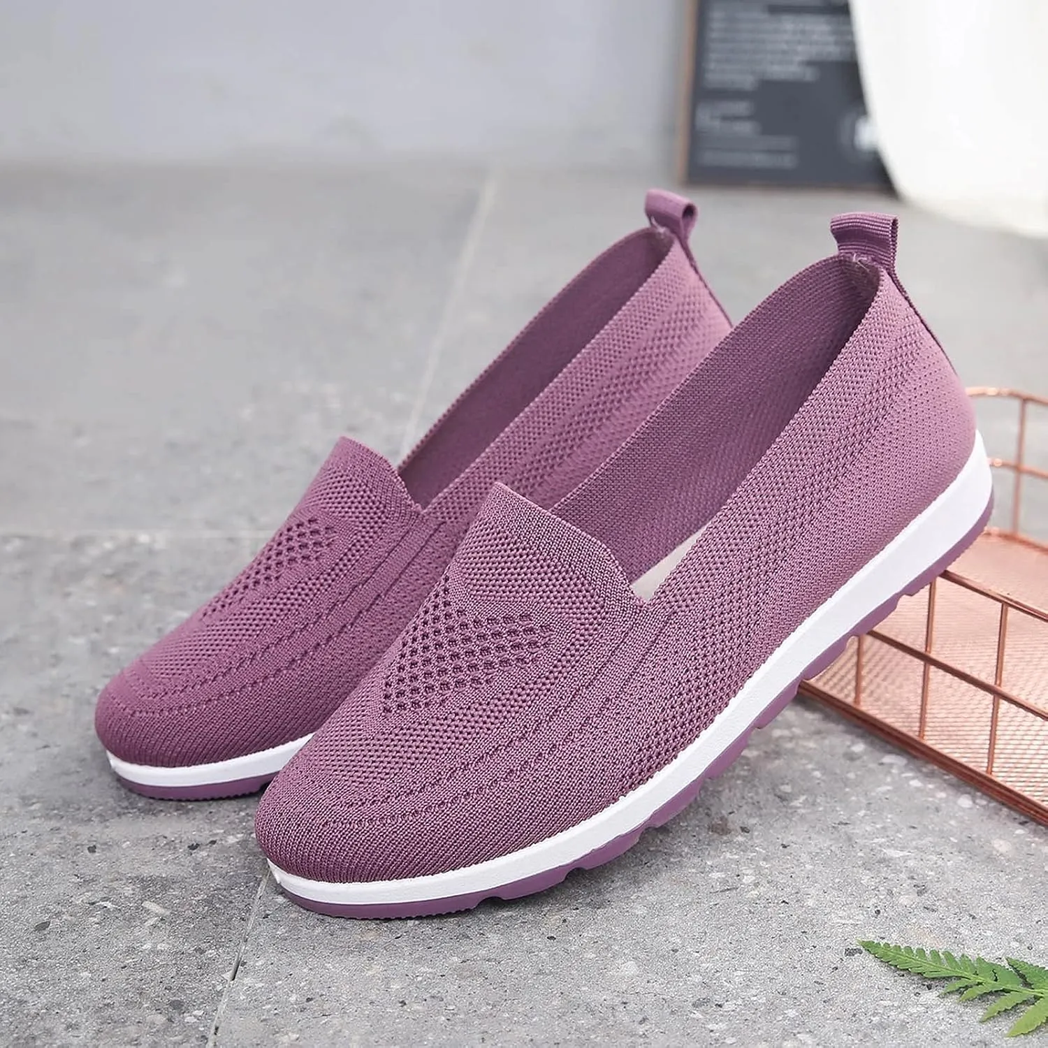 Loafers for Women Comfort Slip On Walking Shoes Knit Dressy Comfortable Business Work Flats Wide Width Casual Sneaker