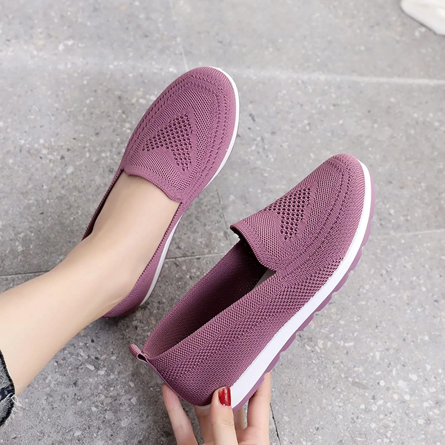 Loafers for Women Comfort Slip On Walking Shoes Knit Dressy Comfortable Business Work Flats Wide Width Casual Sneaker