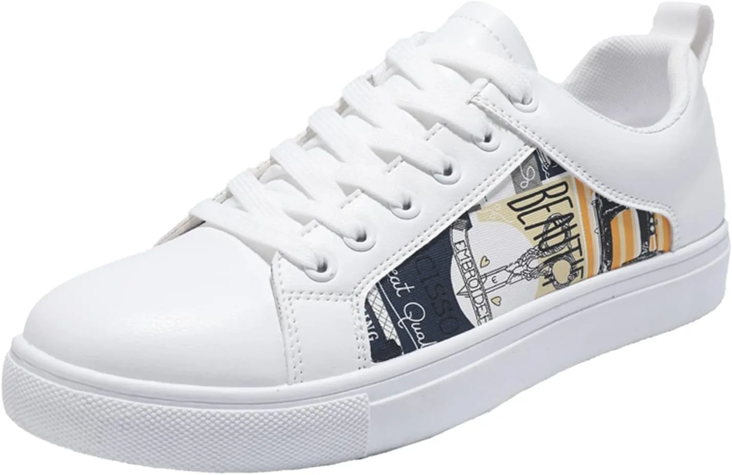 Low Top Sneakers for Women Lace-Up Retro Sneaker Wide Width Slip On Walking Shoes Comfortable Breathable Thick Sole Running Shoes