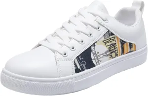 Low Top Sneakers for Women Lace-Up Retro Sneaker Wide Width Slip On Walking Shoes Comfortable Breathable Thick Sole Running Shoes