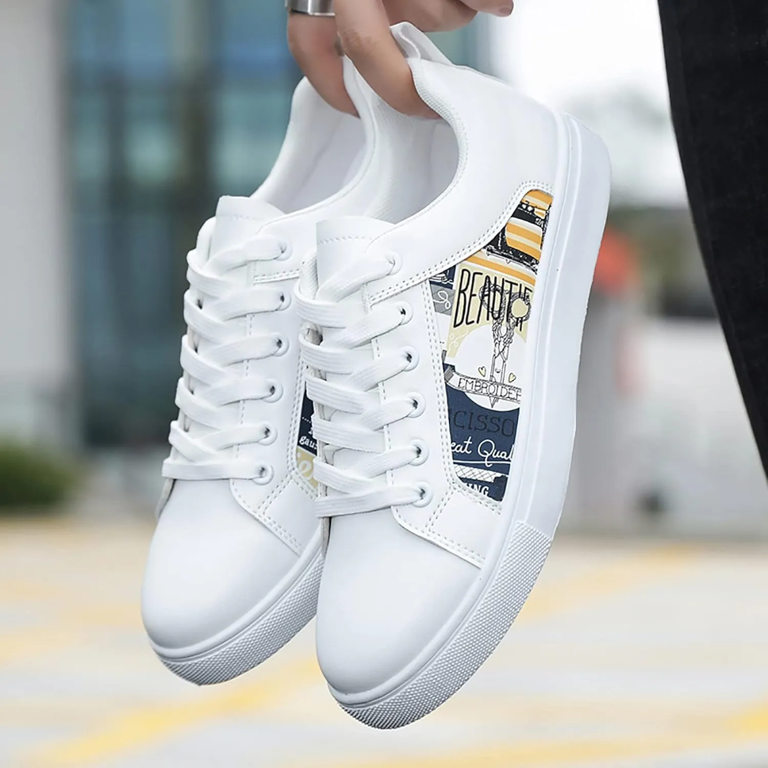 Low Top Sneakers for Women Lace-Up Retro Sneaker Wide Width Slip On Walking Shoes Comfortable Breathable Thick Sole Running Shoes