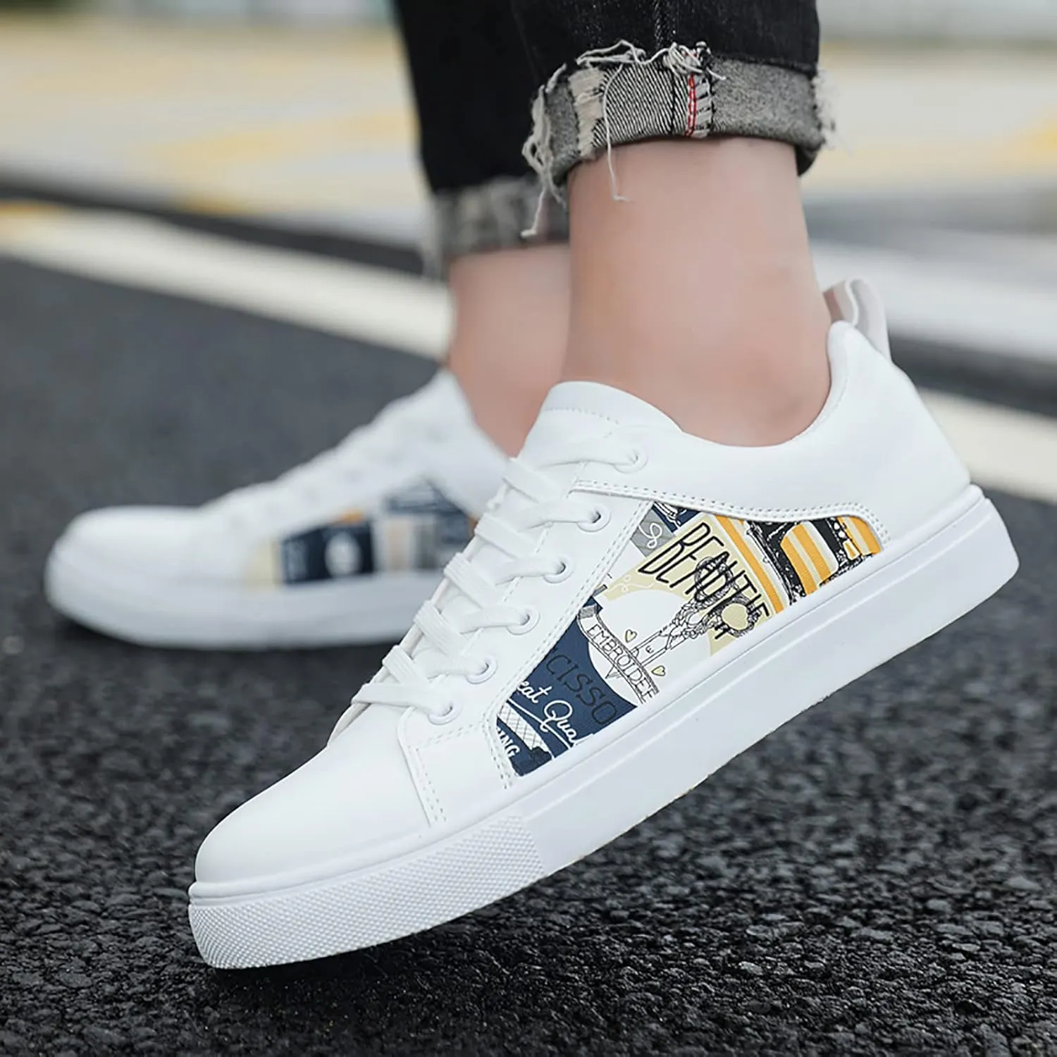 Low Top Sneakers for Women Lace-Up Retro Sneaker Wide Width Slip On Walking Shoes Comfortable Breathable Thick Sole Running Shoes