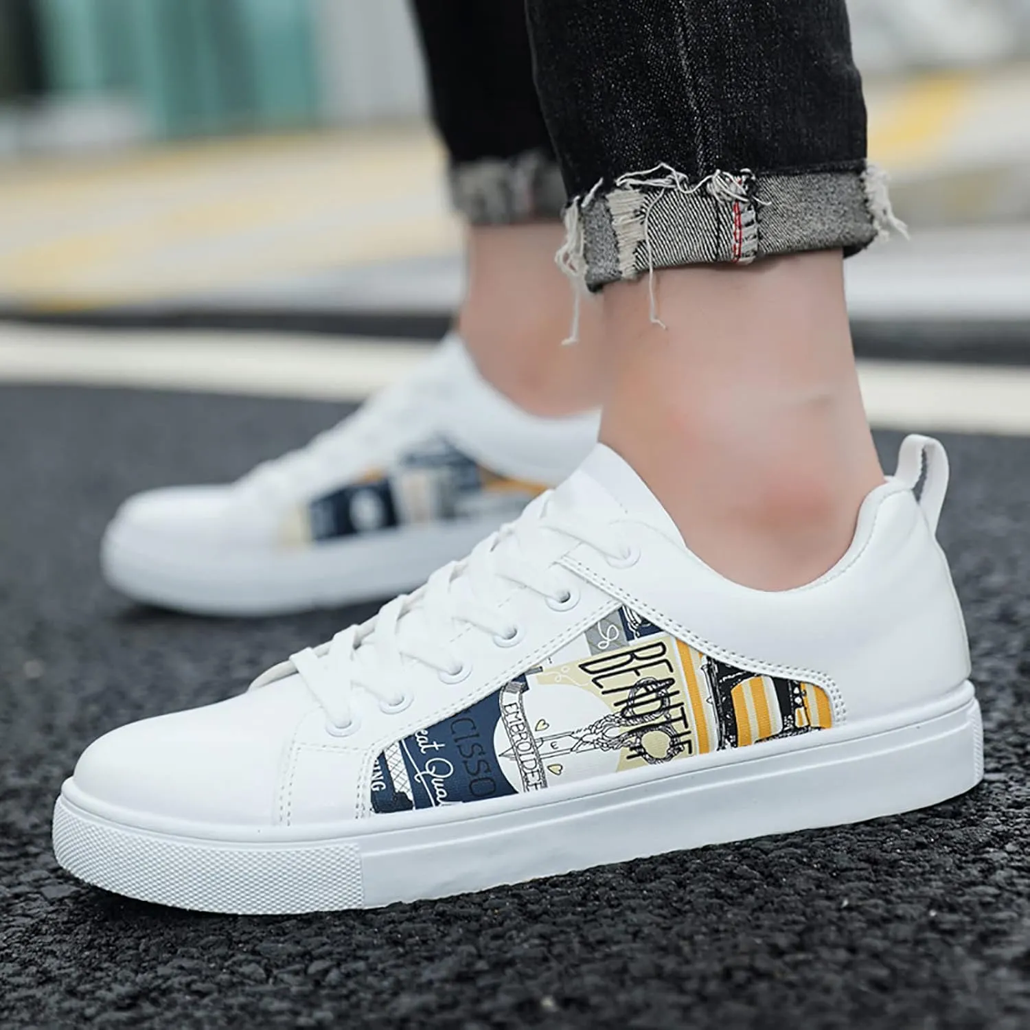 Low Top Sneakers for Women Lace-Up Retro Sneaker Wide Width Slip On Walking Shoes Comfortable Breathable Thick Sole Running Shoes