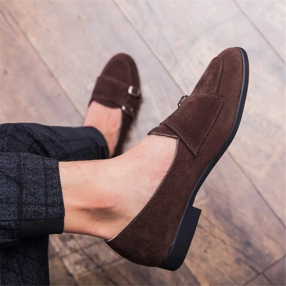 Men Driving Loafers Casual Classic Soft Rustproof Metal Suede Leather Boat Moccasins