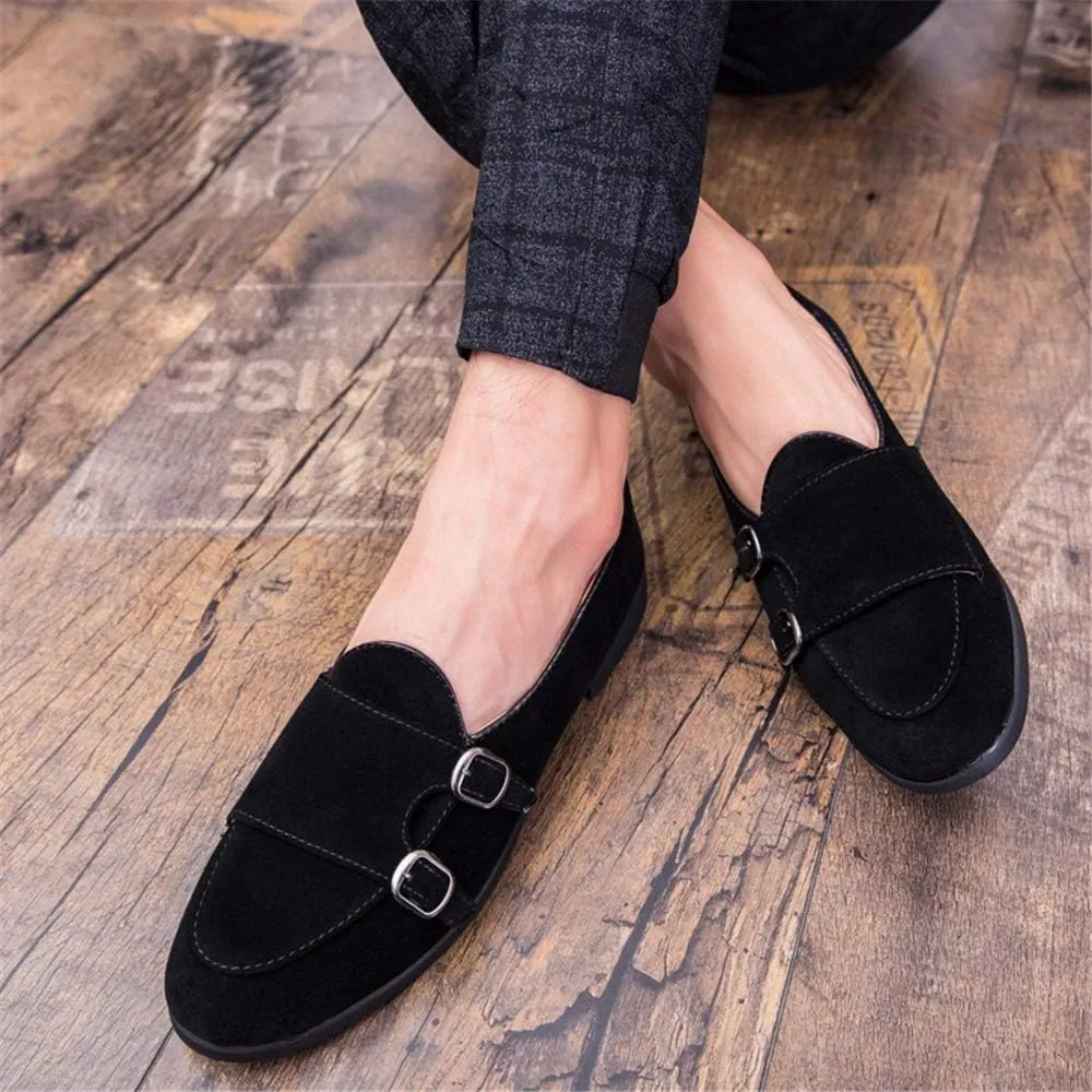 Men Driving Loafers Casual Classic Soft Rustproof Metal Suede Leather Boat Moccasins