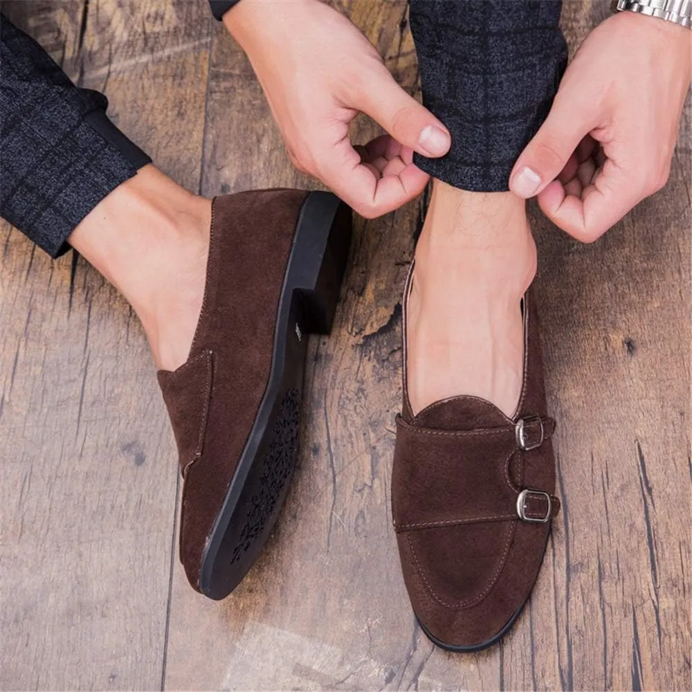 Men Driving Loafers Casual Classic Soft Rustproof Metal Suede Leather Boat Moccasins