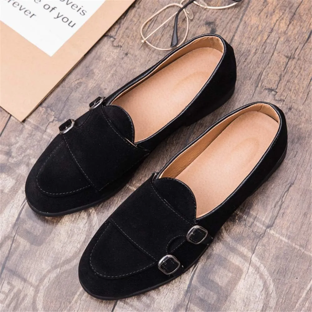 Men Driving Loafers Casual Classic Soft Rustproof Metal Suede Leather Boat Moccasins