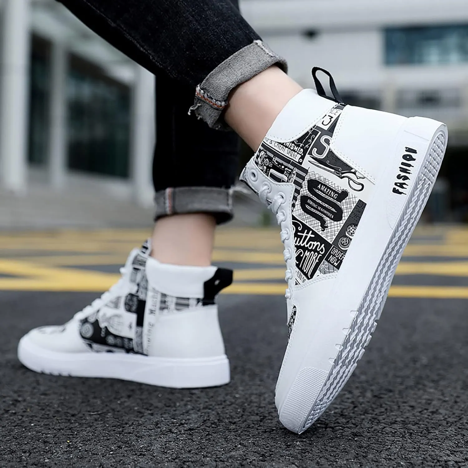 Men Shoes High Top Fashion Casual Shoes for Walking Lace Up Sports Chukka for Men Casual Leather Sneaker