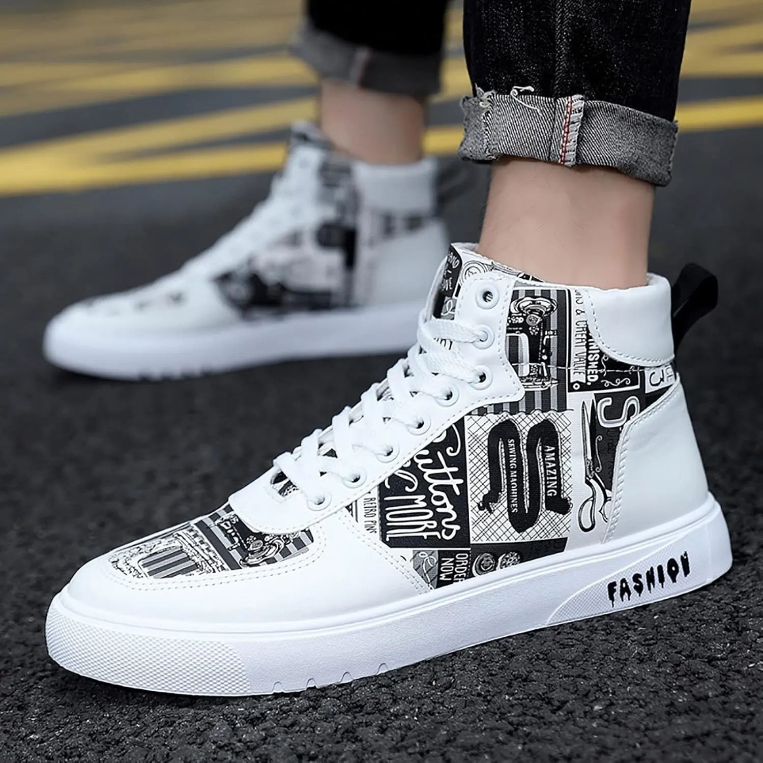 Men Shoes High Top Fashion Casual Shoes for Walking Lace Up Sports Chukka for Men Casual Leather Sneaker