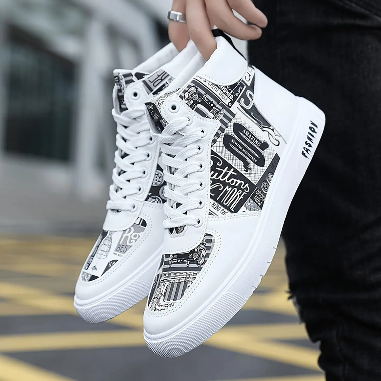 Men Shoes High Top Fashion Casual Shoes for Walking Lace Up Sports Chukka for Men Casual Leather Sneaker