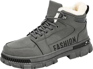 Men Work Boots Waterproof Hiking Sneakers Fur Lined Ankle Boot Women's Safety Toe Shoes Slip On Waterproof Outdoor Shoes Leather Comfortable Hike Grounded Footwear