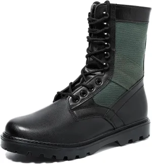 Men's Breathable Leather Tactical Military Work Boots Lightweight Hiking Motorcycle Combat Boots