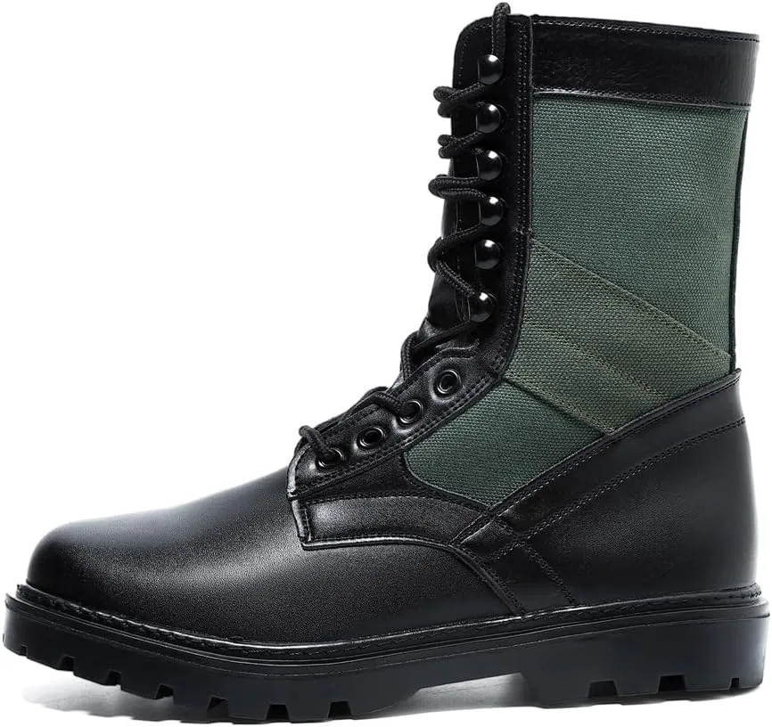 Men's Breathable Leather Tactical Military Work Boots Lightweight Hiking Motorcycle Combat Boots
